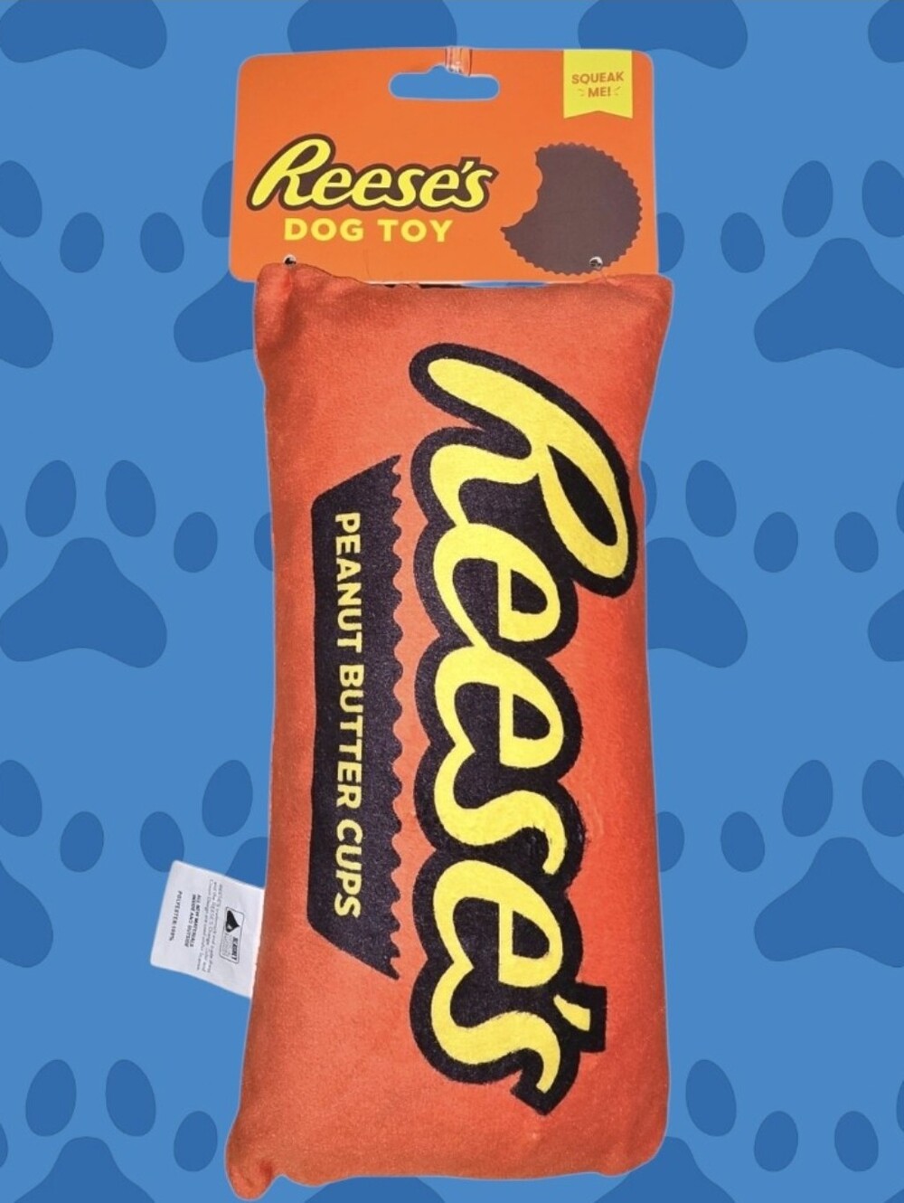 Reese's Peanut Butter Candy Themed Dog Chew Toy - Orange & Brown